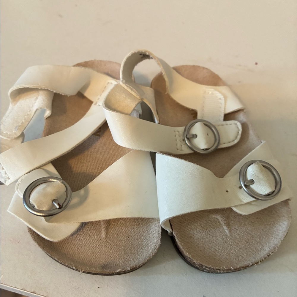 White Sandals with Silver Buckles